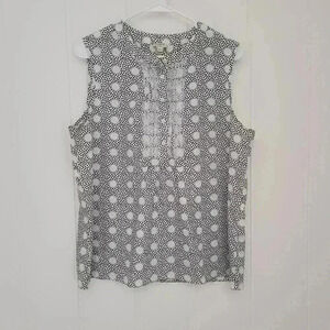 J. Crew Factory Sleeveless Polka Dot Blouse with Ruffle Detail Sz 14